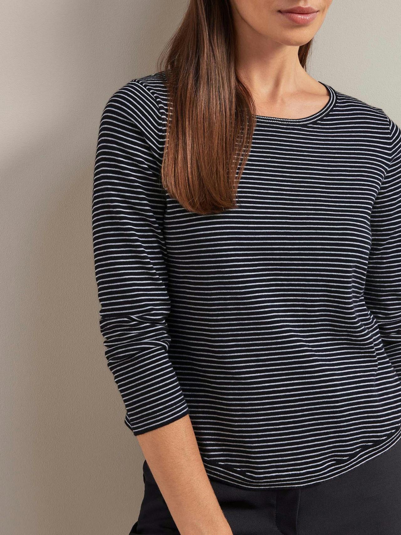 Navy white stripe Maia cotton silk blend t-shirt Knit Cefinn    - Collagerie