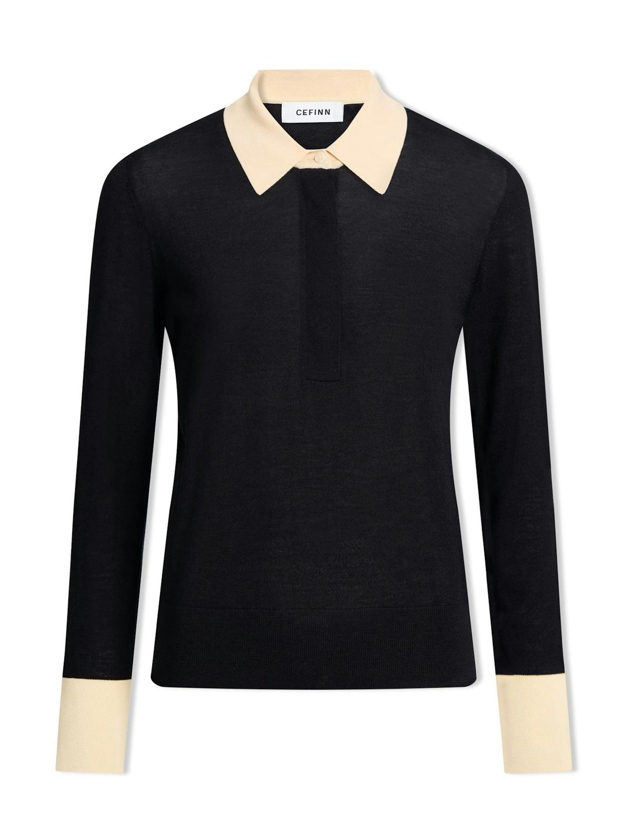 Black cream colour block Josie silk blend jumper Knit Cefinn    - Collagerie