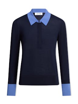 Navy blue colour block Josie silk blend jumper Knit Cefinn    - Collagerie