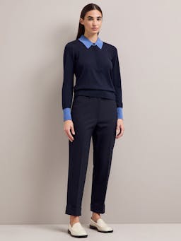 Navy blue colour block Josie silk blend jumper Knit Cefinn    - Collagerie