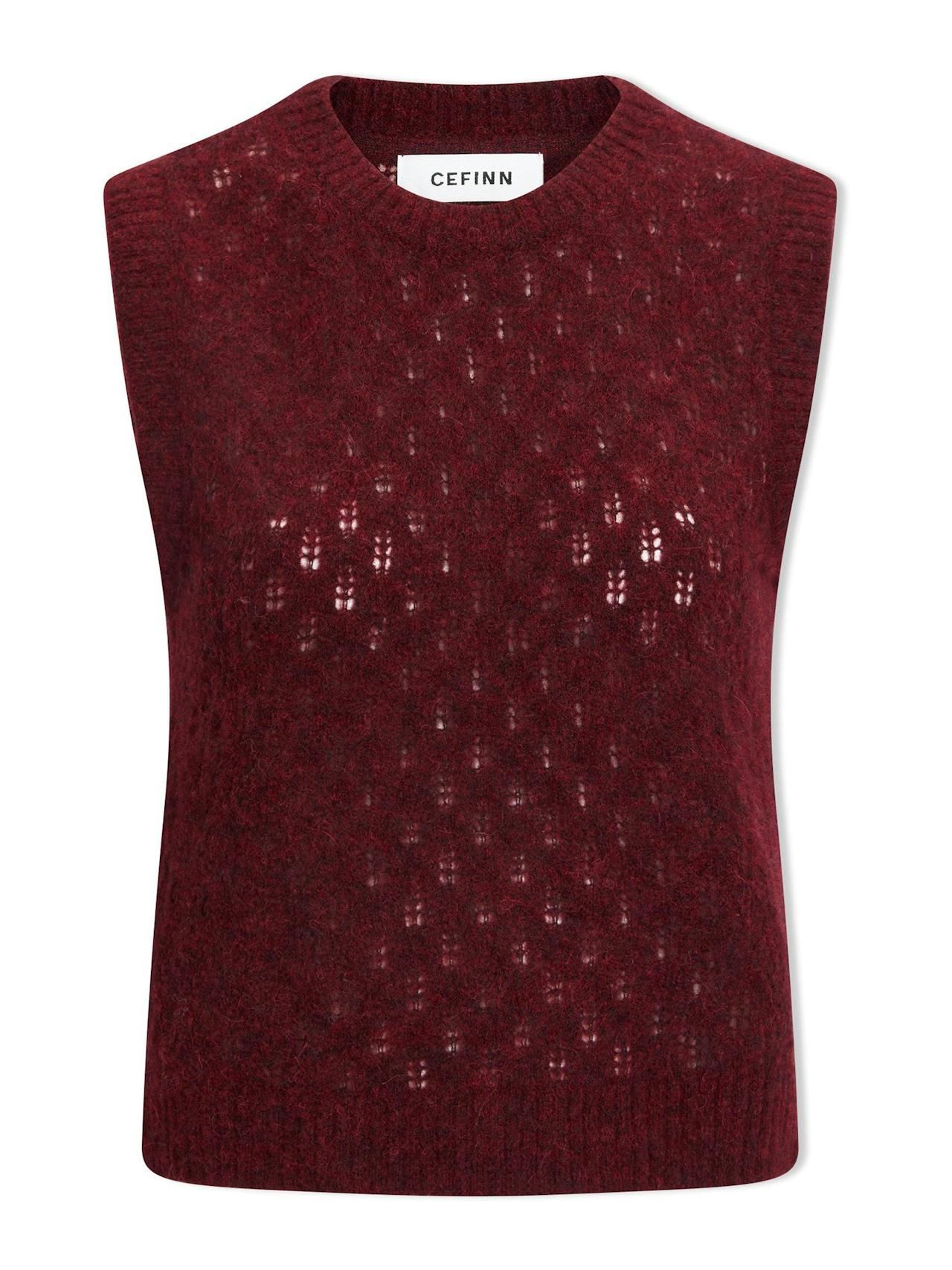 Burgundy Jeanette alpaca sleeveless jumper Knit Cefinn    - Collagerie