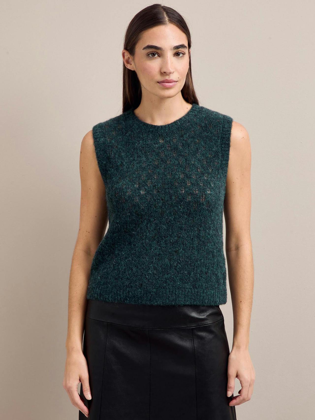 Dark green Jeanette alpaca sleeveless jumper Knit Cefinn    - Collagerie