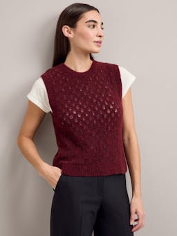 Burgundy Jeanette alpaca sleeveless jumper Knit Cefinn    - Collagerie