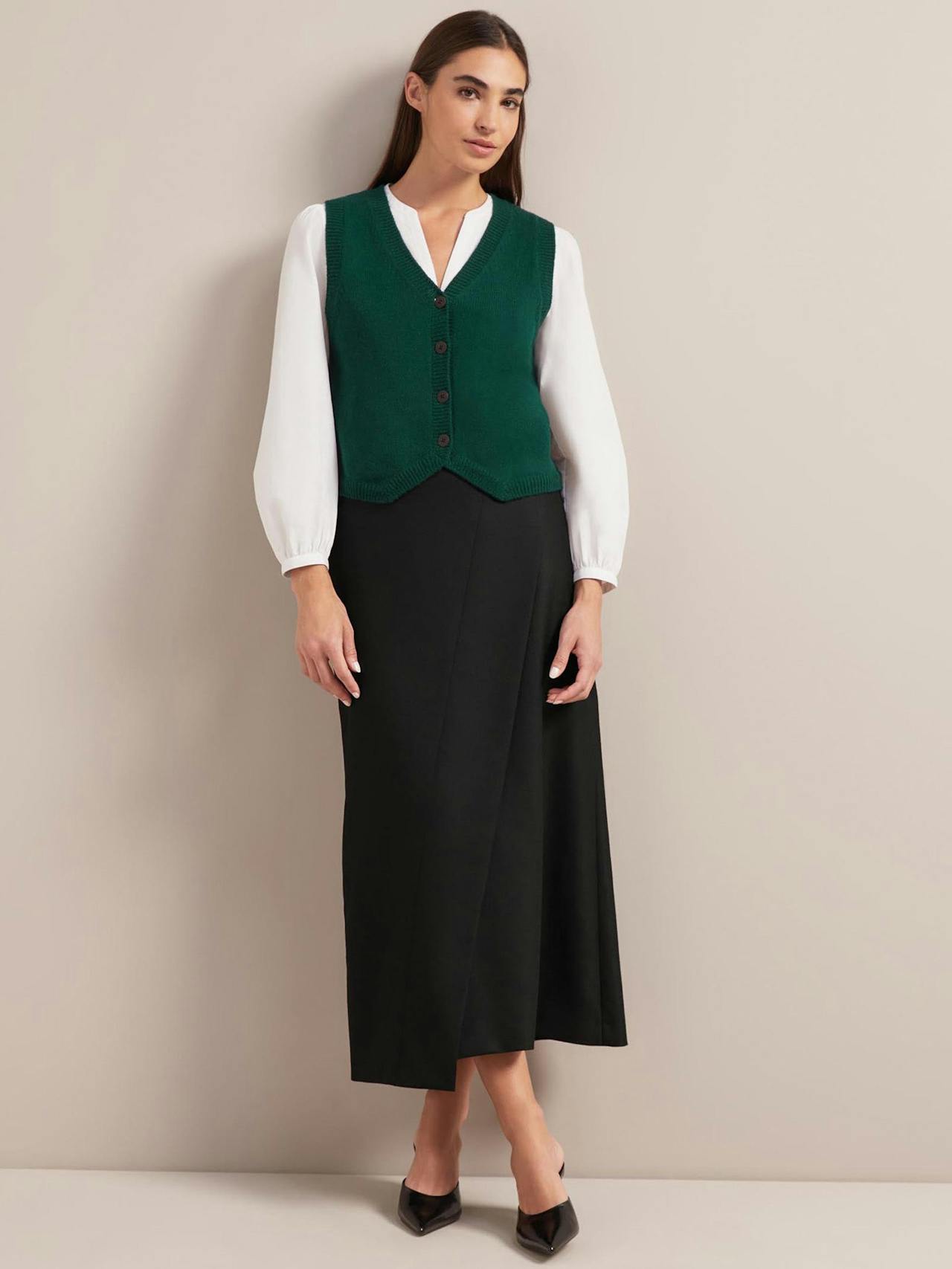 Dark green Wesley cashmere blend v neck waistcoat Knit Cefinn    - Collagerie