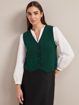 Dark green Wesley cashmere blend v neck waistcoat Knit Cefinn    - Collagerie