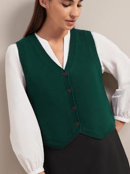 Dark green Wesley cashmere blend v neck waistcoat Knit Cefinn    - Collagerie