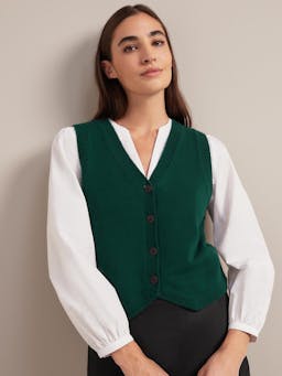 Dark green Wesley cashmere blend v neck waistcoat Knit Cefinn    - Collagerie