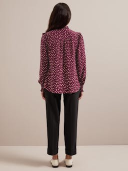 Burgundy gold polka dot print Stella silk shirt Shirt Cefinn    - Collagerie