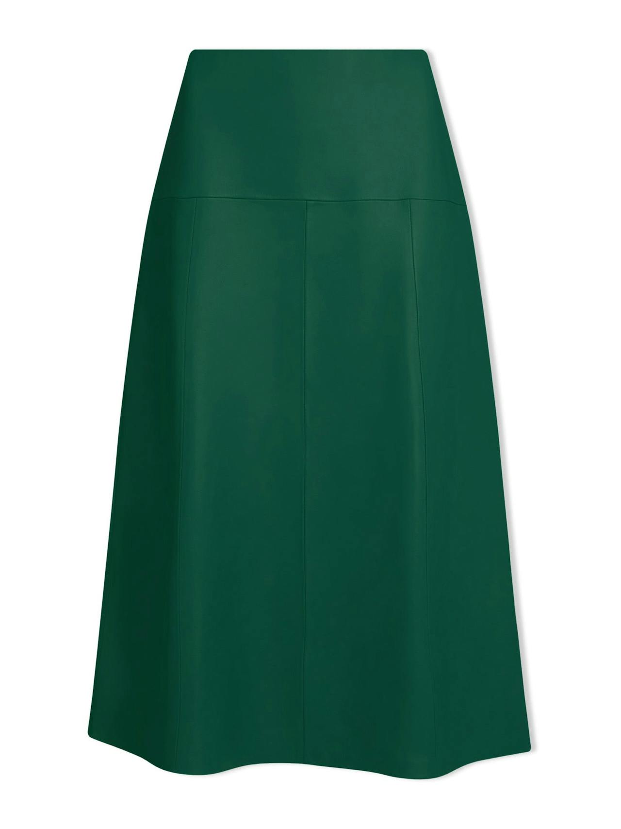 Dark green Tiana leather midi skirt