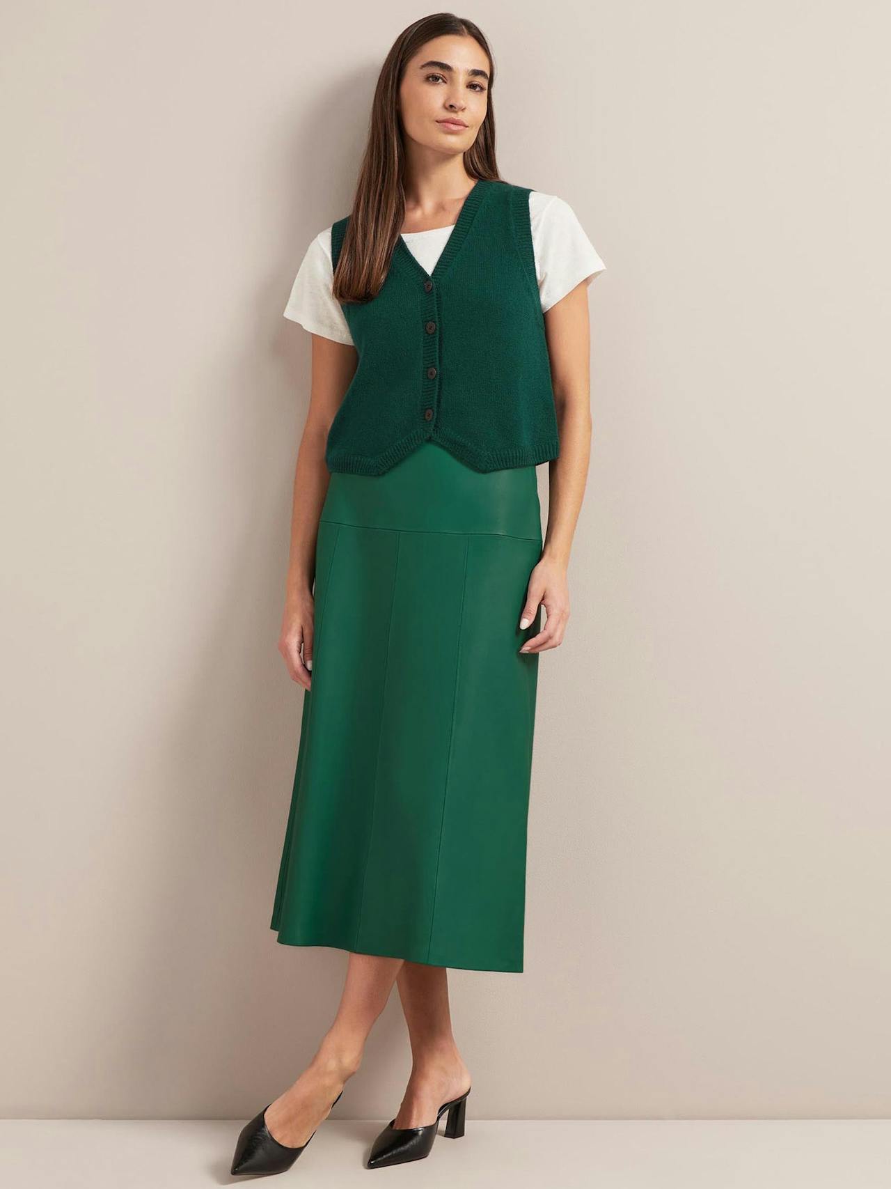 Dark green Tiana leather midi skirt Skirt Cefinn    - Collagerie