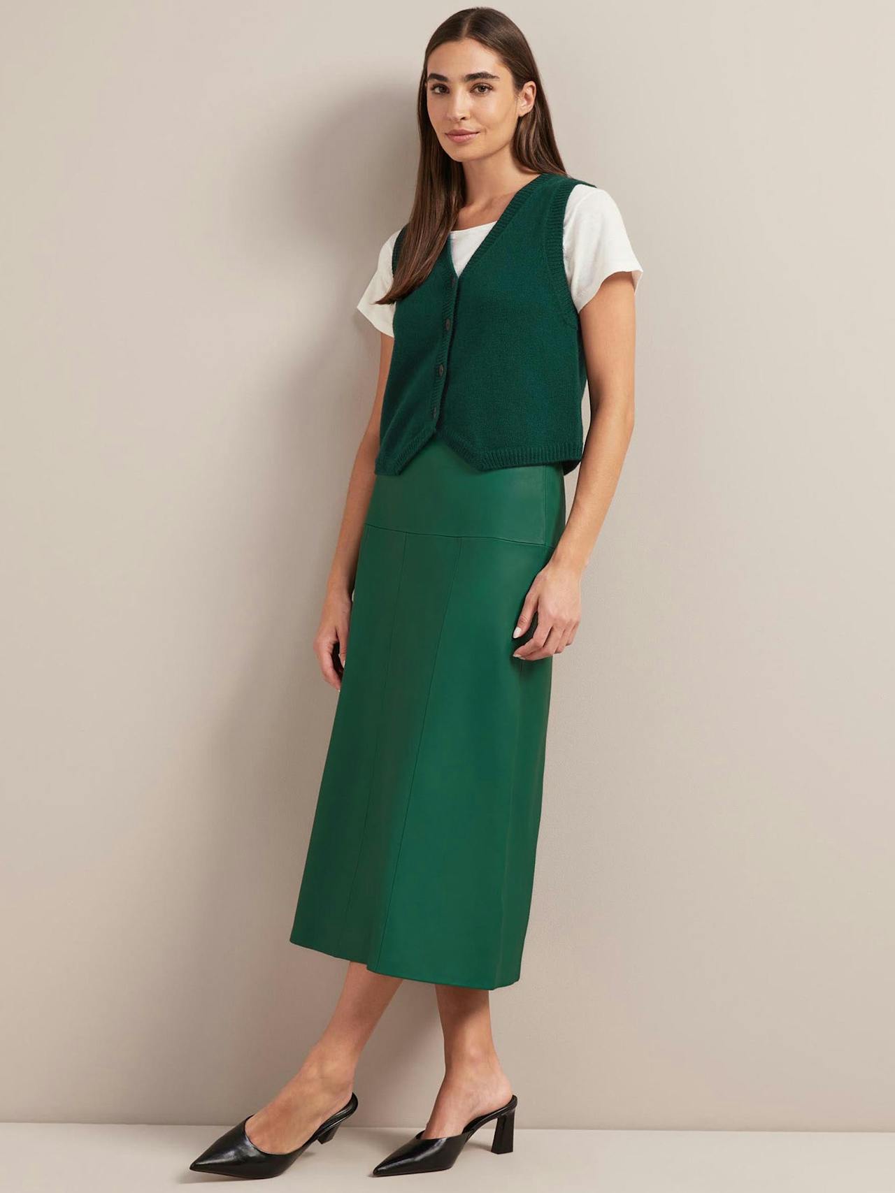 Dark green Tiana leather midi skirt Skirt Cefinn    - Collagerie