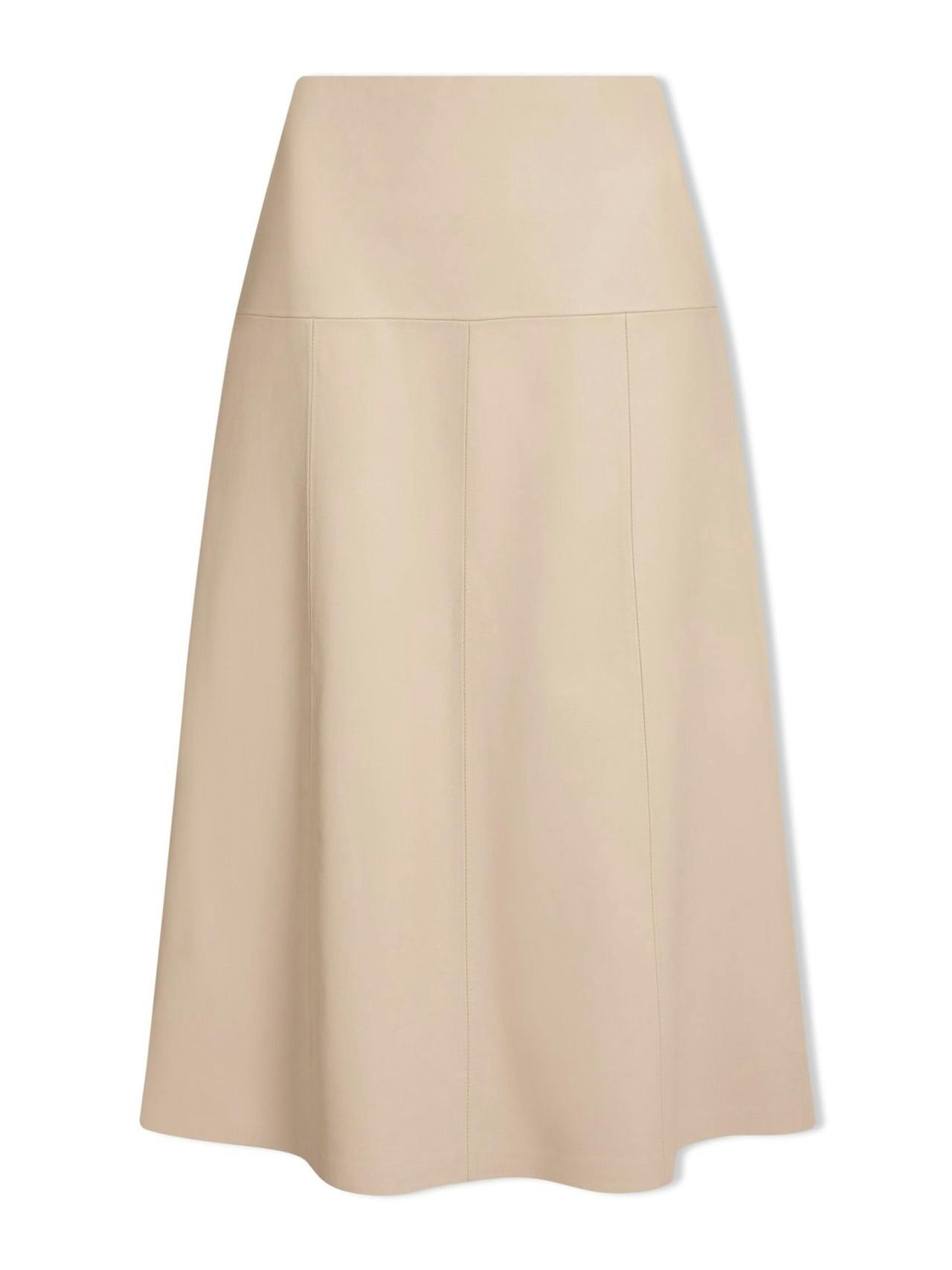 Sand Tiana leather midi skirt