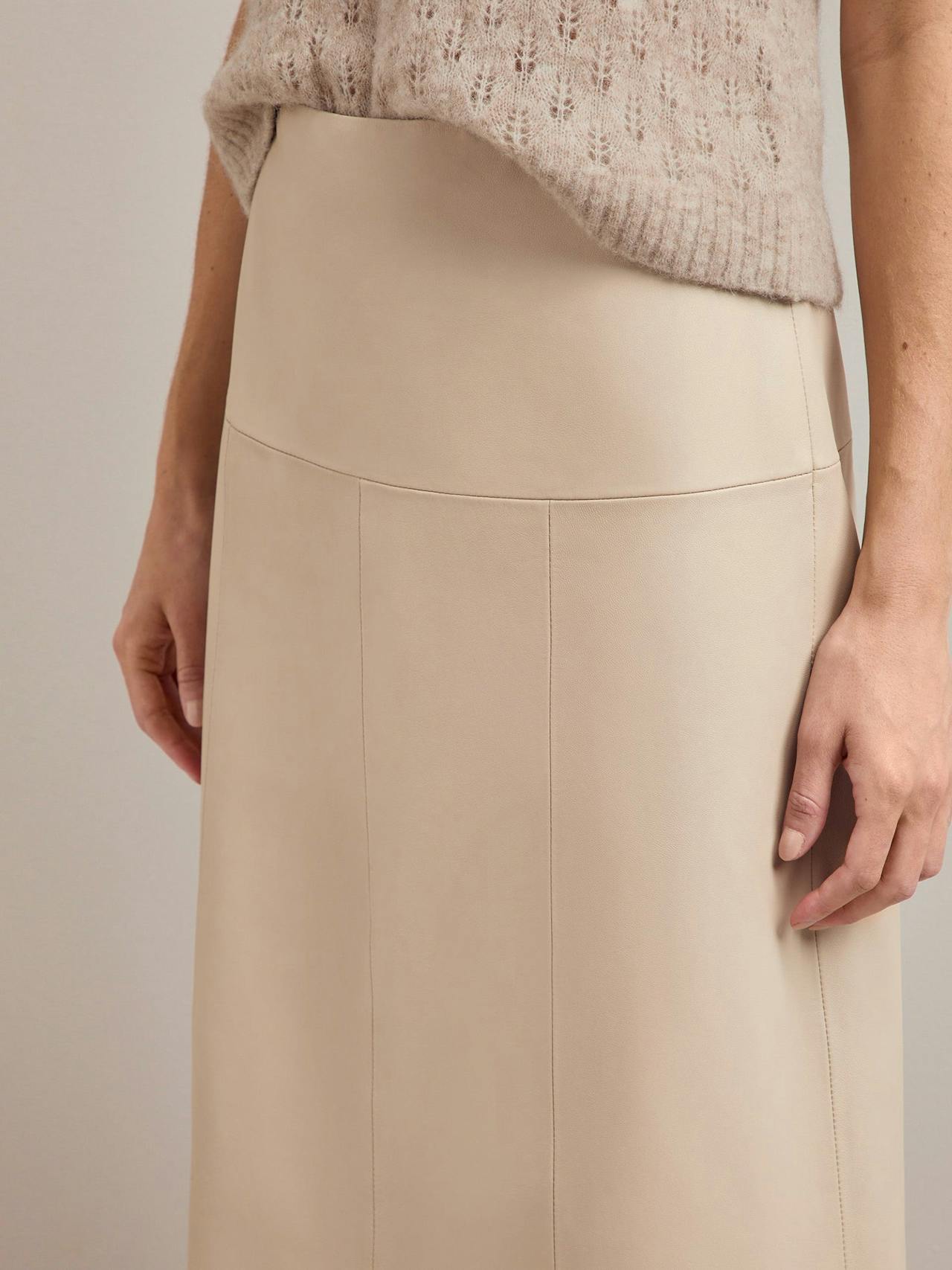 Sand Tiana leather midi skirt Skirt Cefinn    - Collagerie