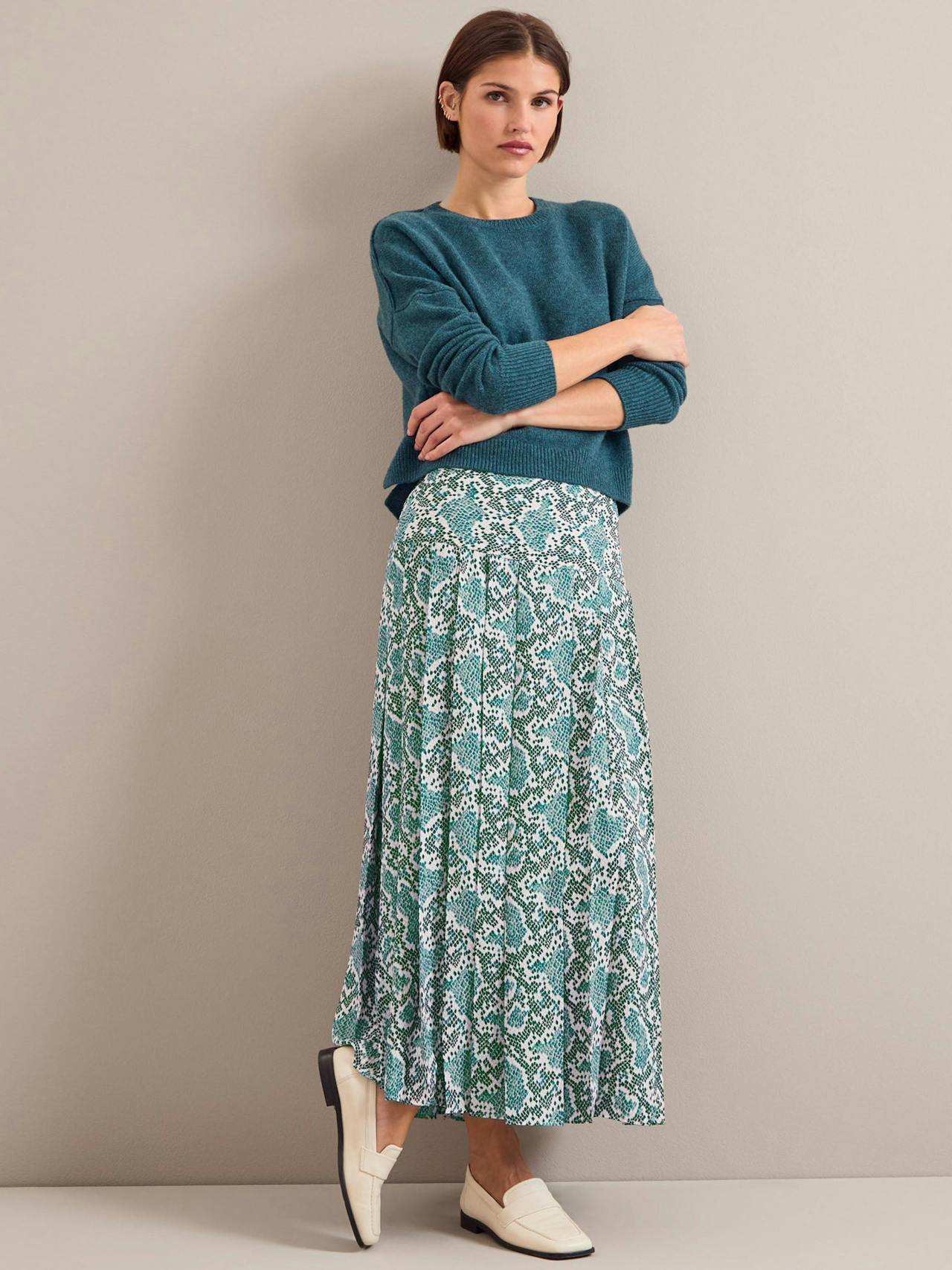 Green snakeskin print Sienna maxi skirt Skirt Cefinn    - Collagerie