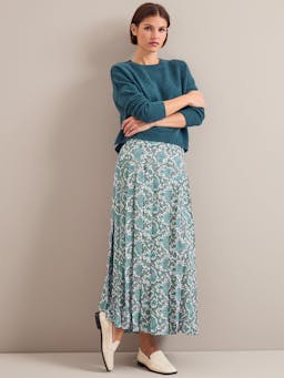 Green snakeskin print Sienna maxi skirt Skirt Cefinn    - Collagerie