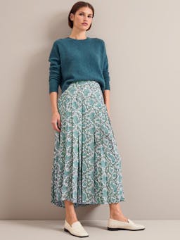 Green snakeskin print Sienna maxi skirt Skirt Cefinn    - Collagerie