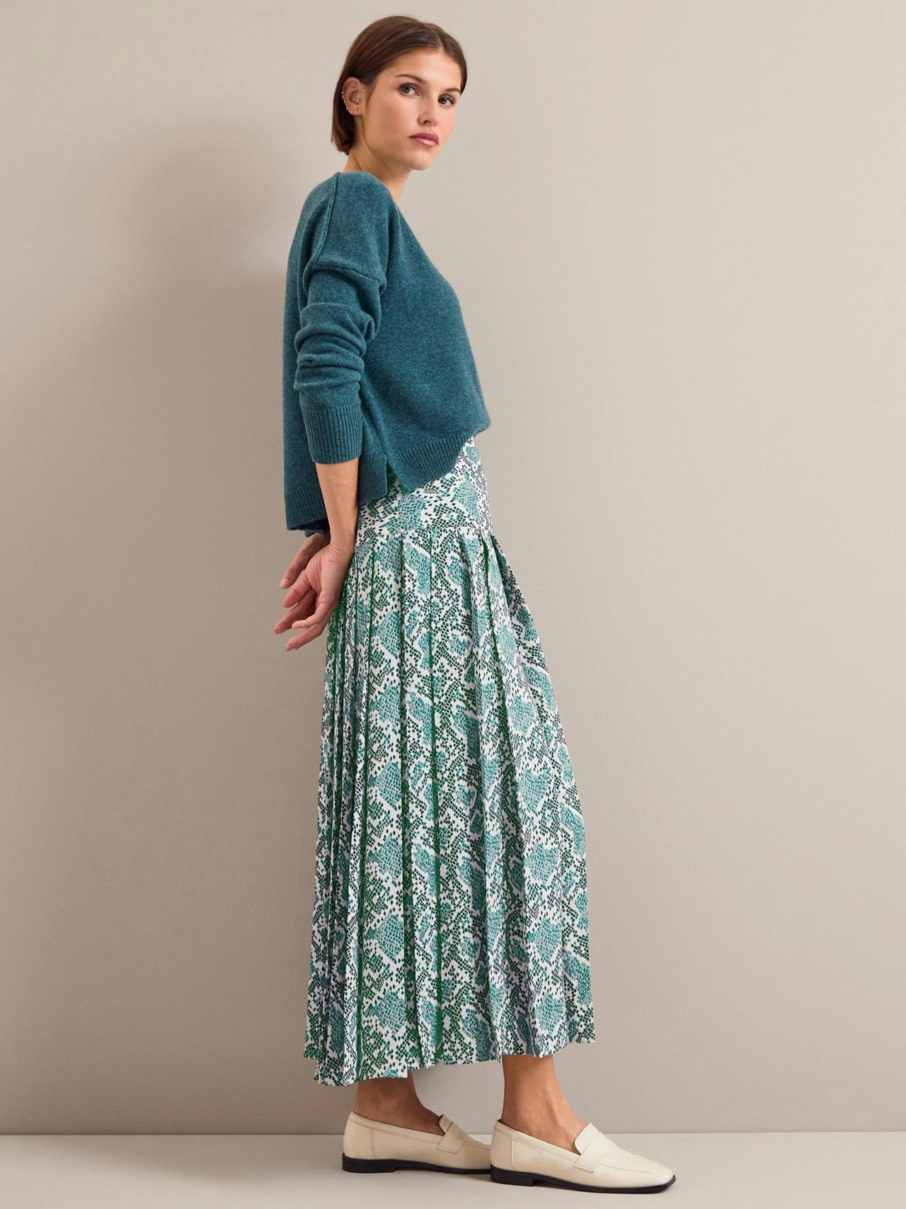 Green snakeskin print Sienna maxi skirt Skirt Cefinn    - Collagerie