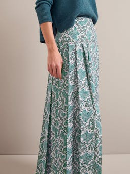 Green snakeskin print Sienna maxi skirt Skirt Cefinn    - Collagerie