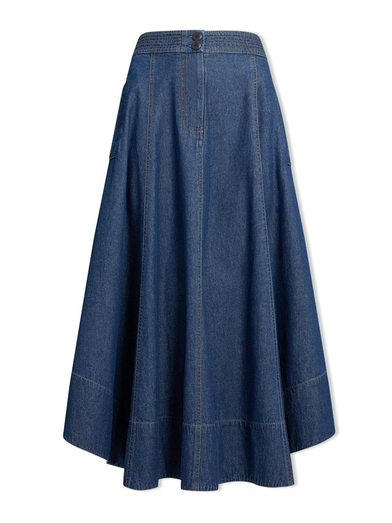 Dark blue Salomi denim maxi skirt