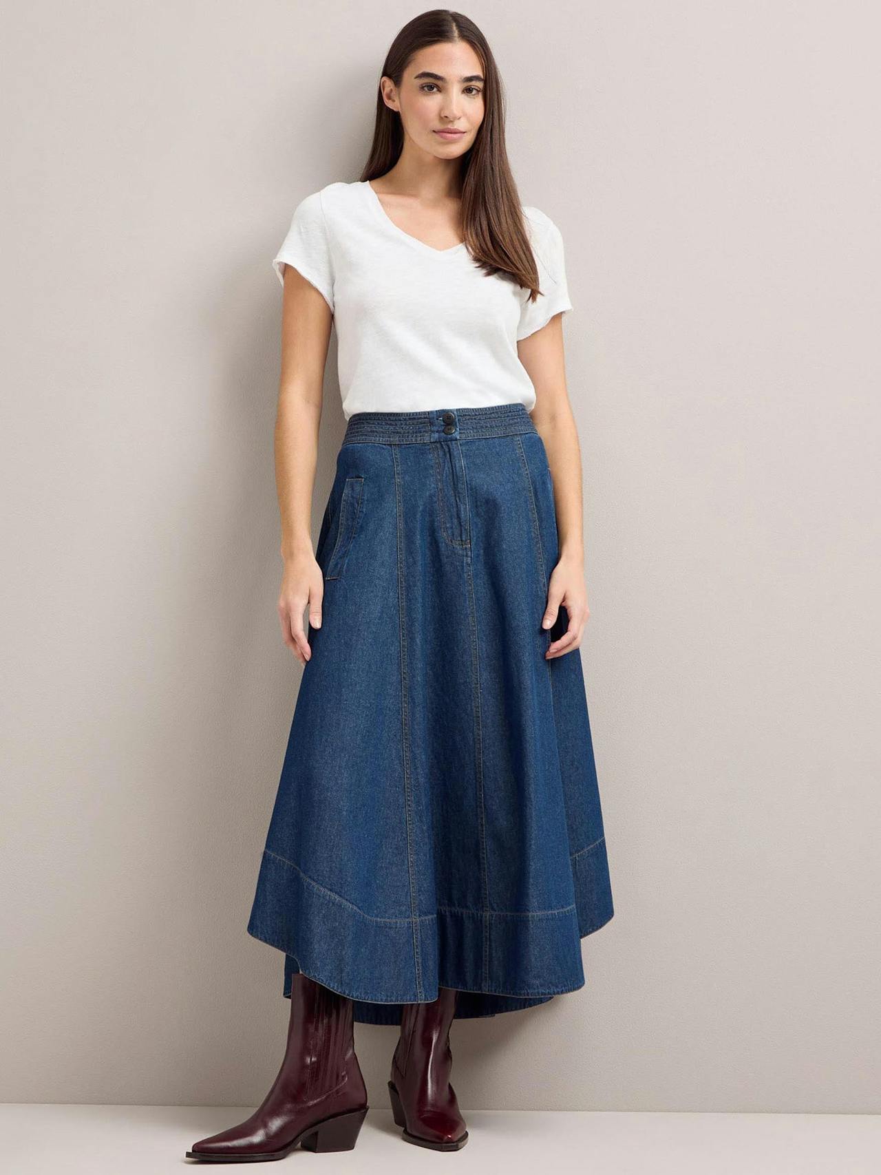 Dark blue Salomi denim maxi skirt Skirt Cefinn    - Collagerie