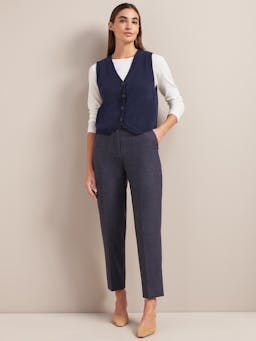 Navy Wesley cashmere blend v neck waistcoat Knit Cefinn    - Collagerie