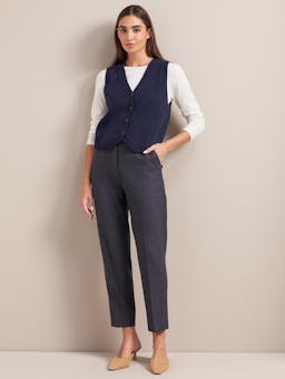 Navy Wesley cashmere blend v neck waistcoat Knit Cefinn    - Collagerie