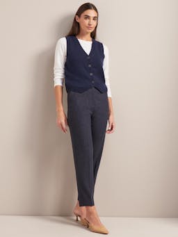 Navy Wesley cashmere blend v neck waistcoat Knit Cefinn    - Collagerie