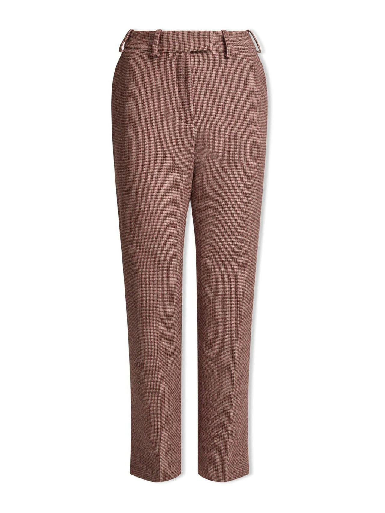 Red black Tatum houndstooth wool tapered trousers