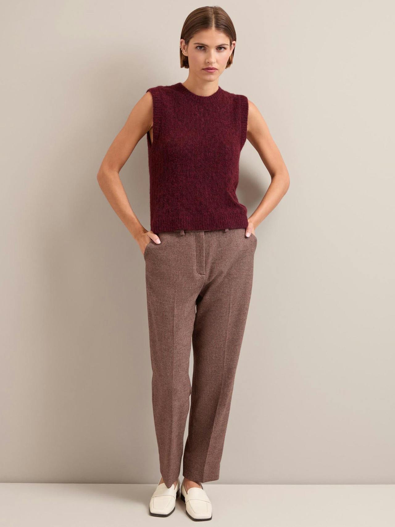 Burgundy Jeanette alpaca sleeveless jumper Knit Cefinn    - Collagerie