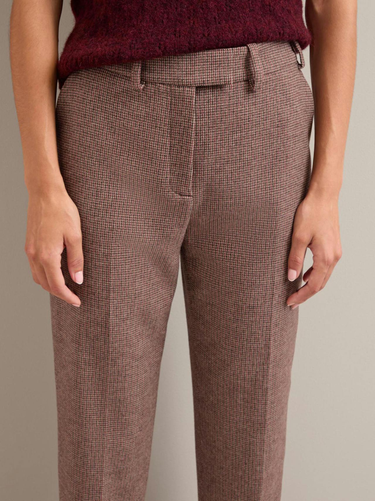 Red black Tatum houndstooth wool tapered trousers Trouser Cefinn    - Collagerie