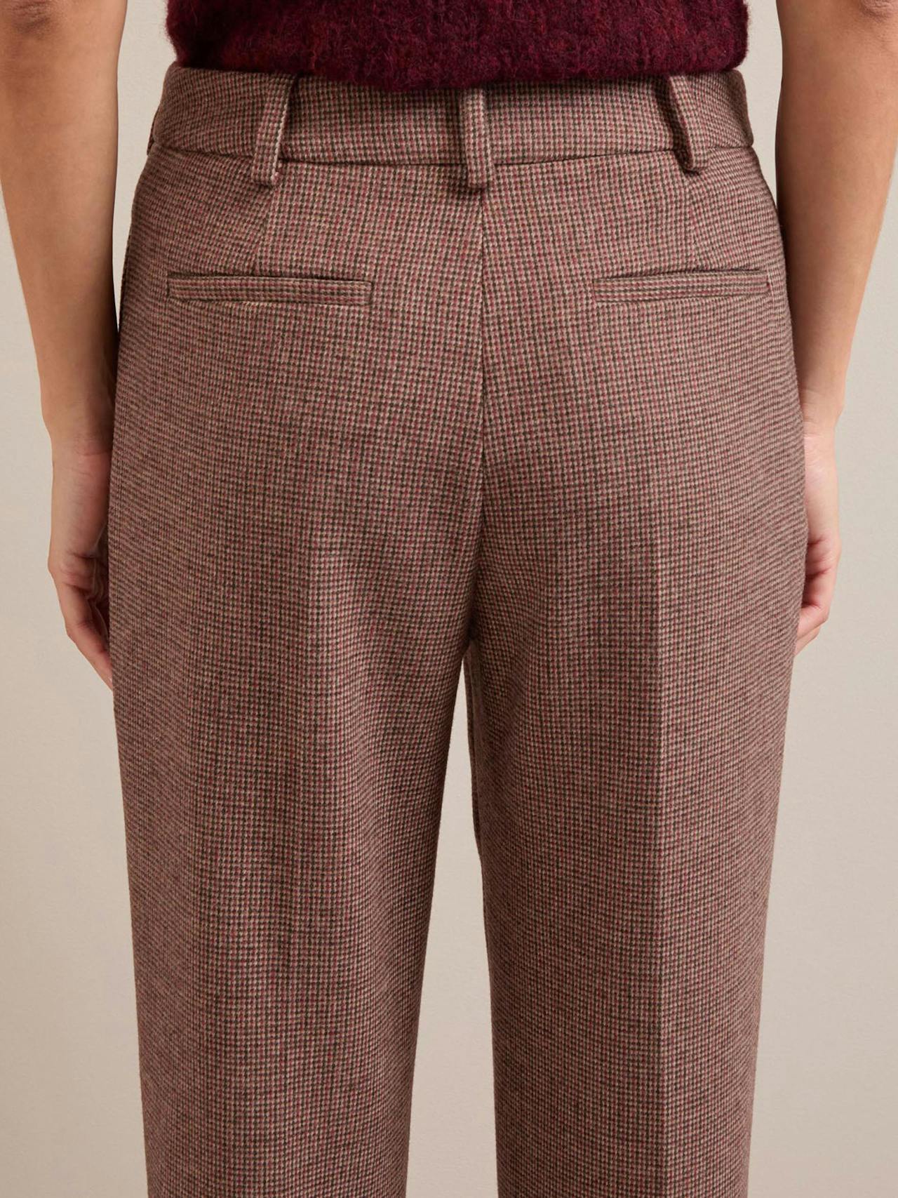 Red black Tatum houndstooth wool tapered trousers Trouser Cefinn    - Collagerie