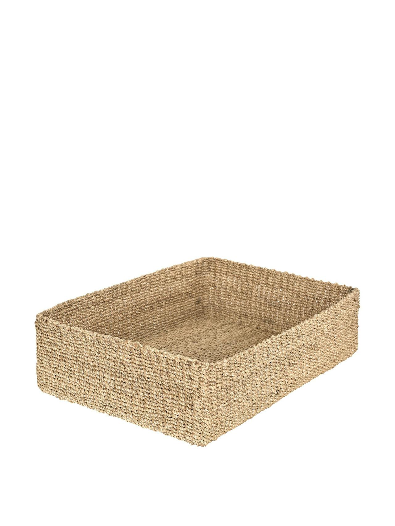 Medium abaca rectangular storage basket