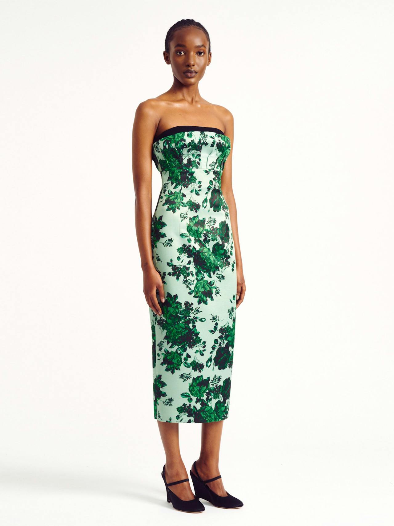 Green bouquet printed taffeta faille Adalina dress Clothing Emilia Wickstead    - Collagerie