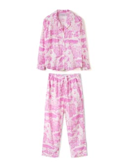 Long pyjama set loxodonta print pink Long Pyjama Set Desmond & Dempsey    - Collagerie