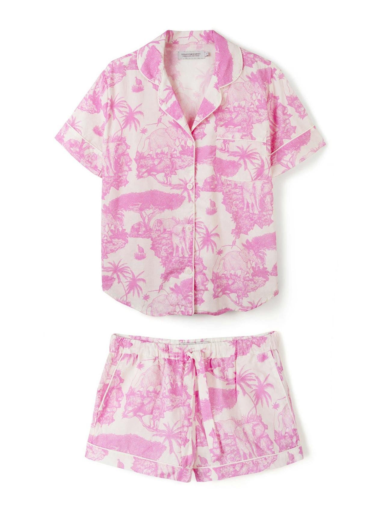 Short pyjama set loxodonta print pink