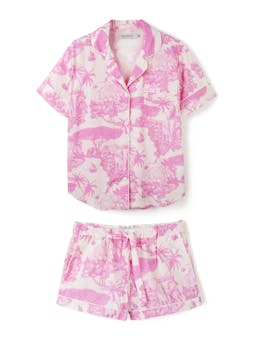 Short pyjama set loxodonta print pink Short Pyjama Set Desmond & Dempsey    - Collagerie