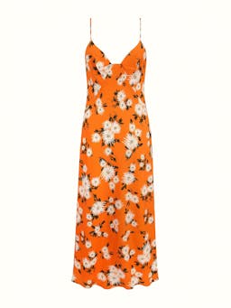 Amaris dress in orange dahlia floral print crepe georgette Dresses Emilia Wickstead    - Collagerie