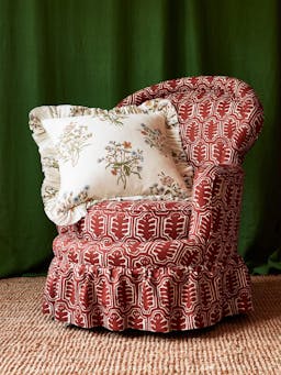 Flax and field flower print cushion with frill Cushions Volga Linen    - Collagerie