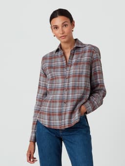 Rust check brushed linen Classic shirt Shirts With Nothing Underneath    - Collagerie