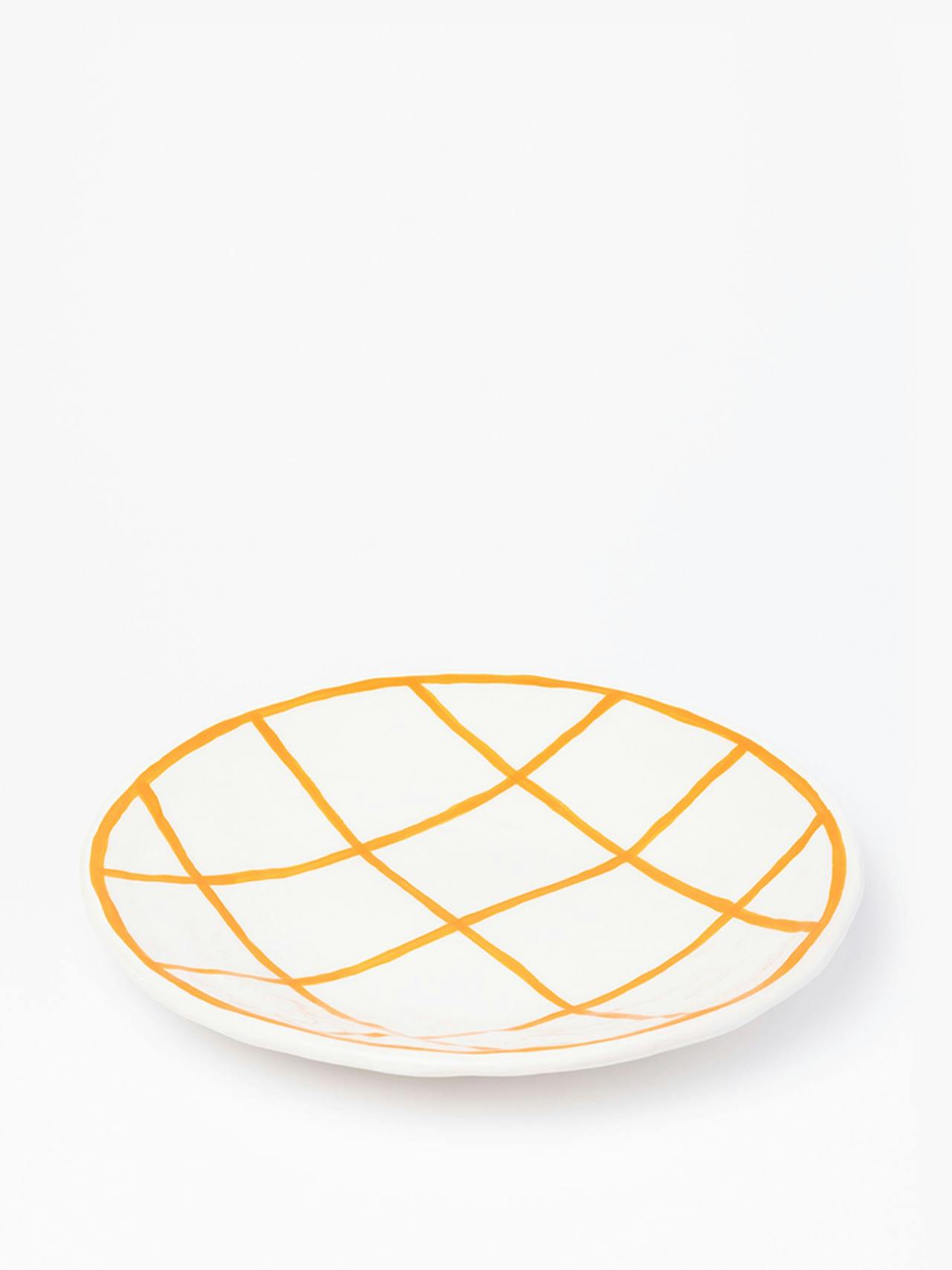 Orange check ceramic plate