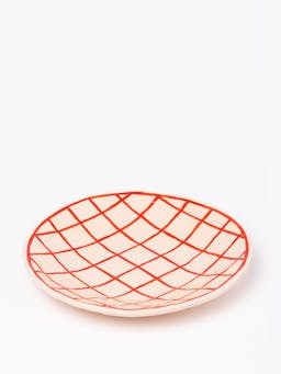 Red and pink check ceramic plate Ceramics Hadeda    - Collagerie