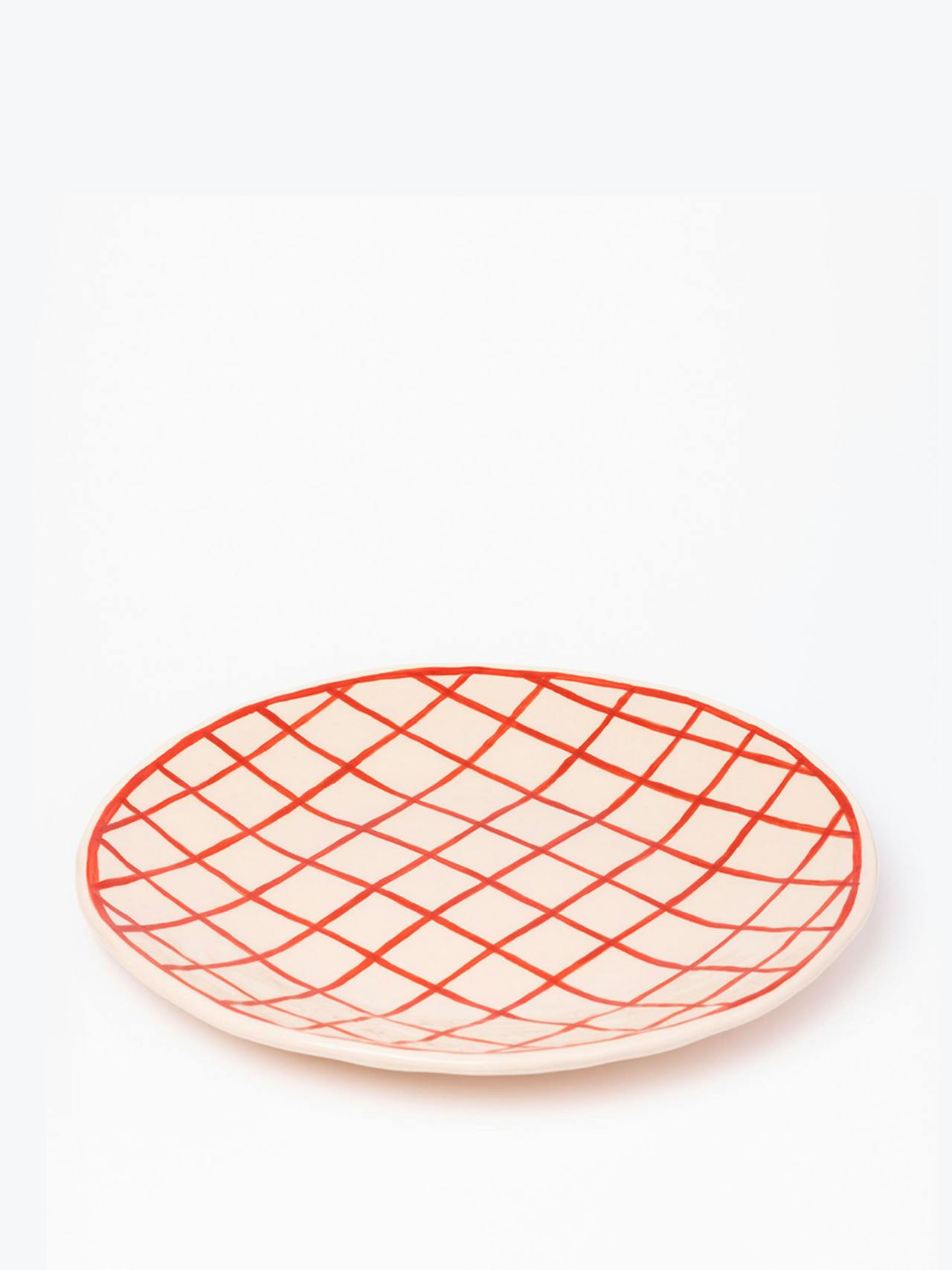 Red and pink check ceramic plate Ceramics Hadeda    - Collagerie