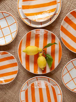 Orange check ceramic plate Ceramics Hadeda    - Collagerie