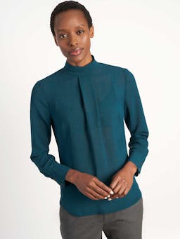 Petrol Blue Riley techni voile blouse Blouse Cefinn    - Collagerie