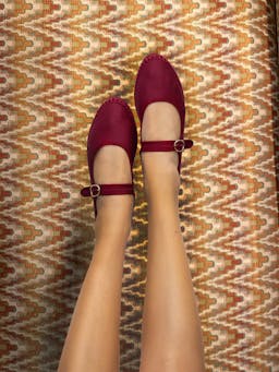 Burgundy Barnes Mary Jane flats Mary Jane Flabelus    - Collagerie