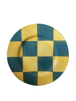 Big checkmate plate, yellow and turquoise  Silo Studio    - Collagerie