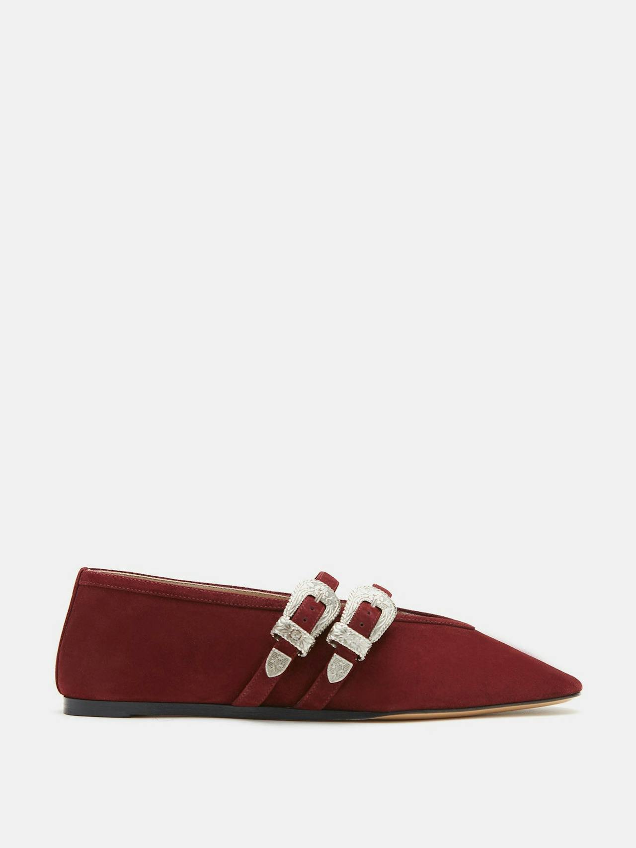 Oxblood suede ballet Claudia slippers