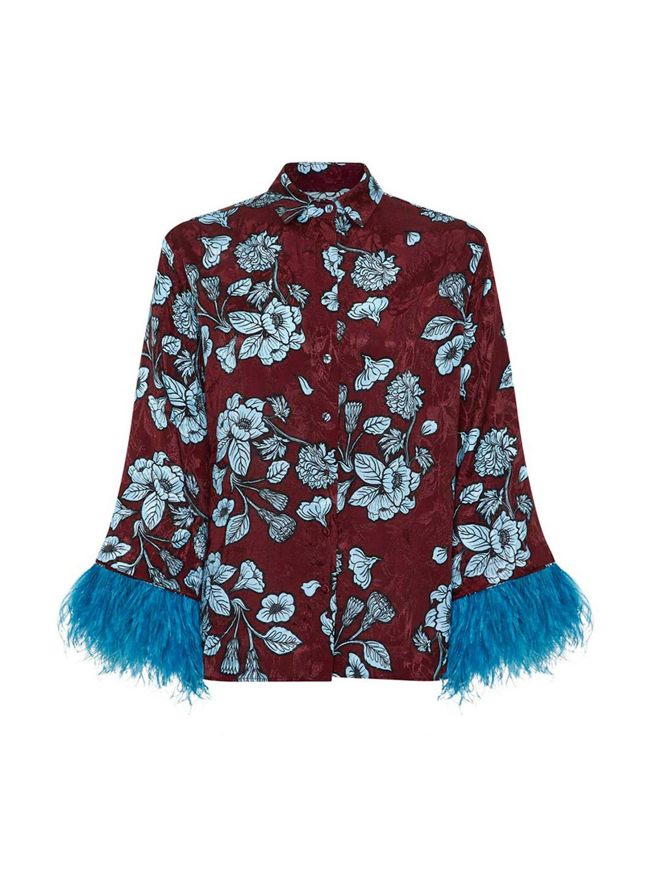 Glass flower blue Nesse floral jacquard shirt