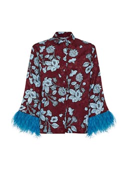 Glass flower blue Nesse floral jacquard shirt TOP - AW24 Borgo De Nor    - Collagerie