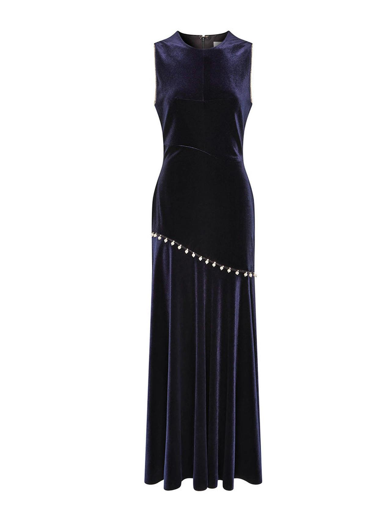 Navy Sole velvet maxi dress